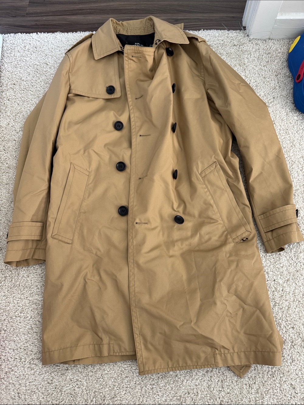 Coach Men's Classic Tan Trench Coat - Double Breasted Overcoat